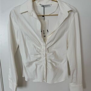 Ruched, fitted Zara button down